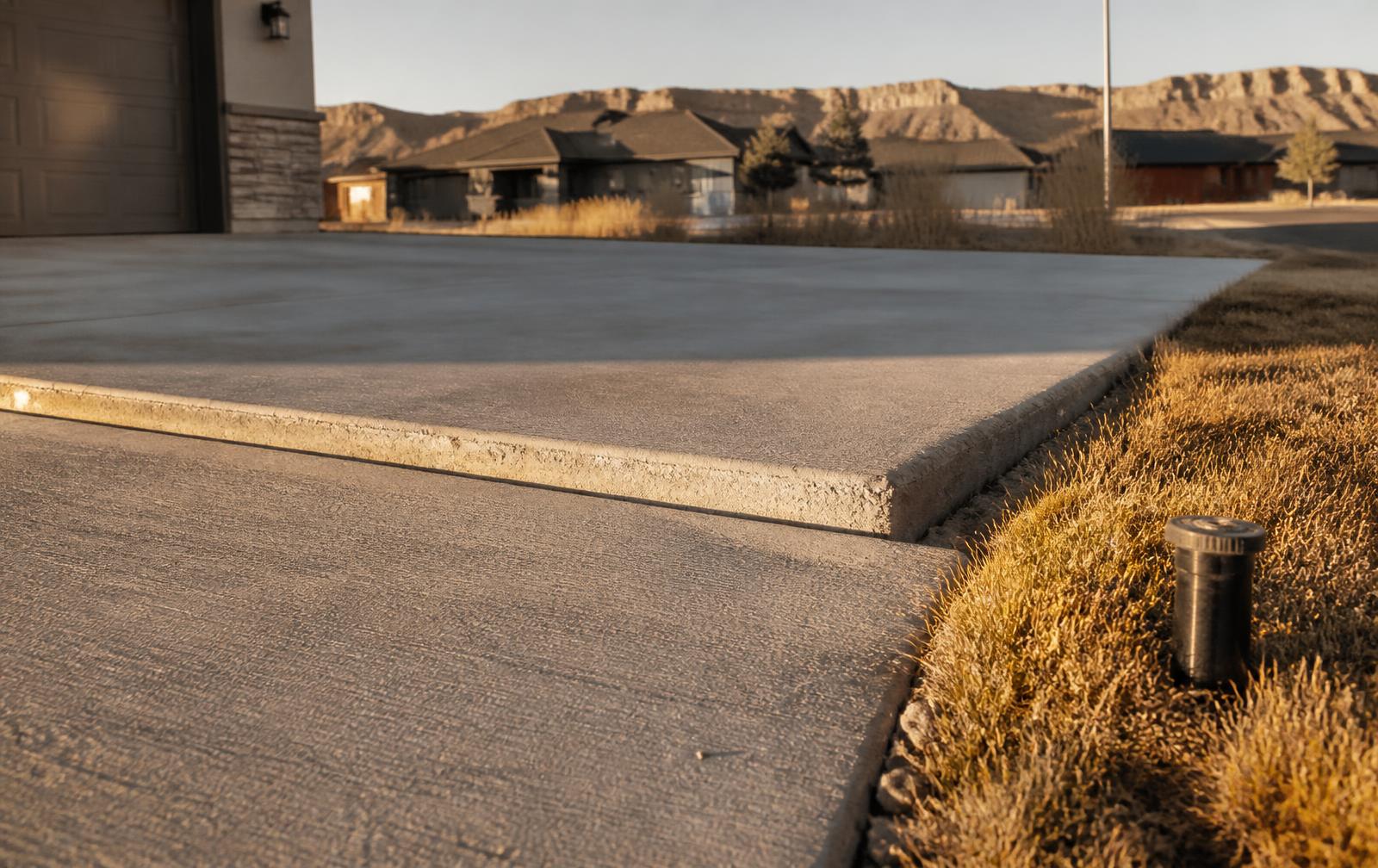 Settled concrete driveway panel with a lipped joint in Billings, MT